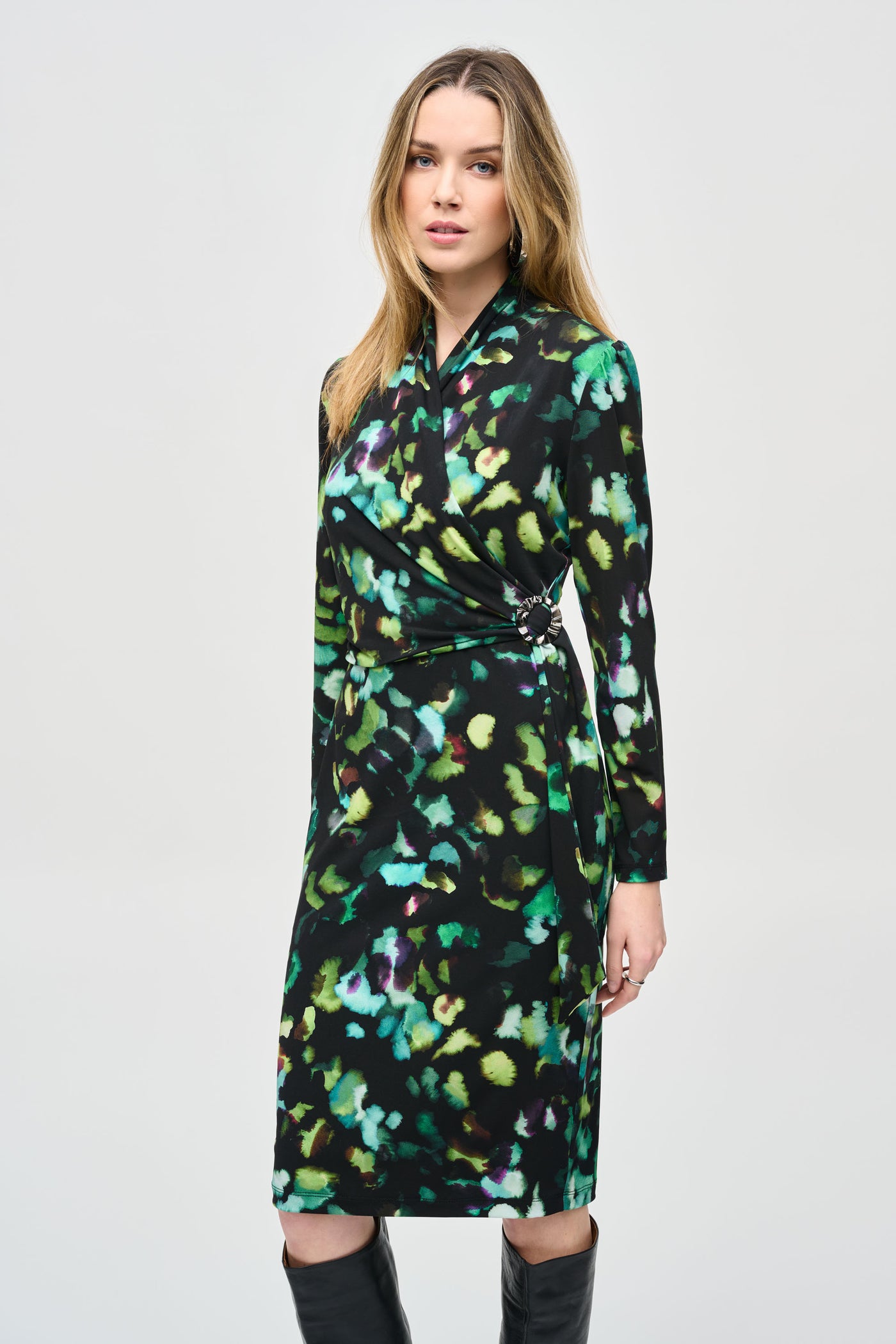 Joseph Ribkoff Silky Knit Abstract Print Wrap Dress #243321