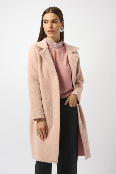 Feather Yarn and Faux Fur Sweater Coat #243923F25