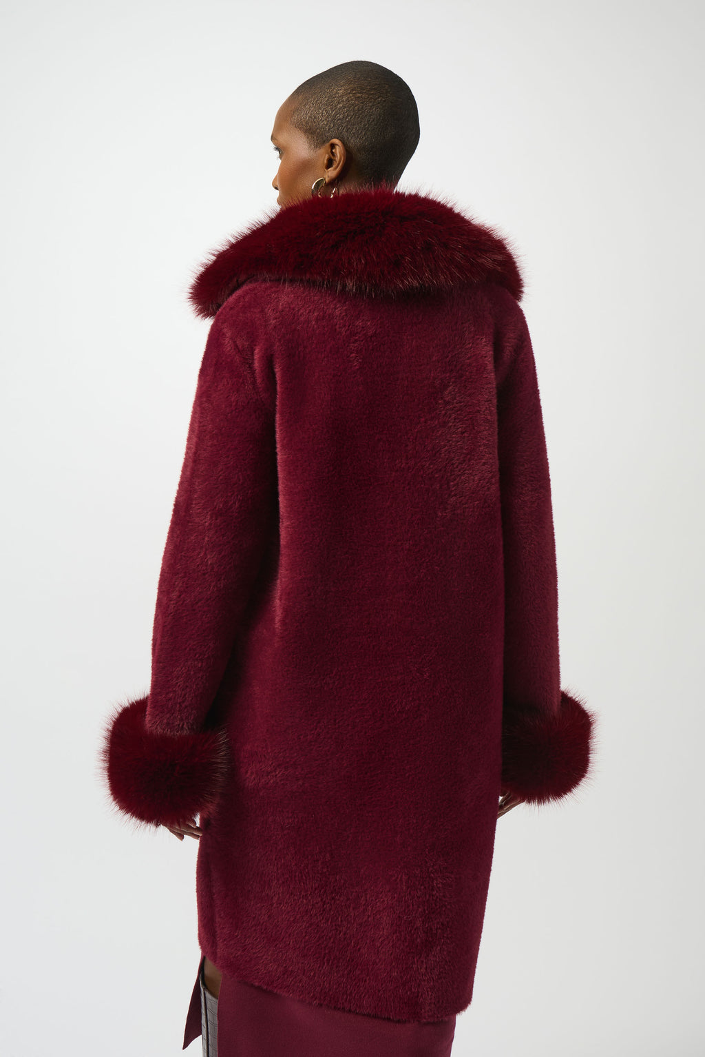 Feather Yarn and Faux Fur Sweater Coat #243923F25