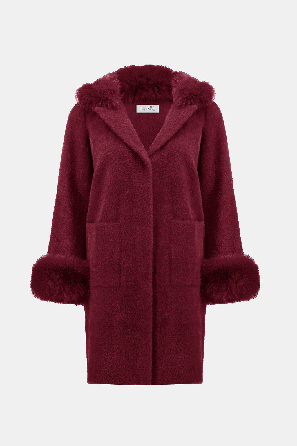 Feather Yarn and Faux Fur Sweater Coat #243923F25