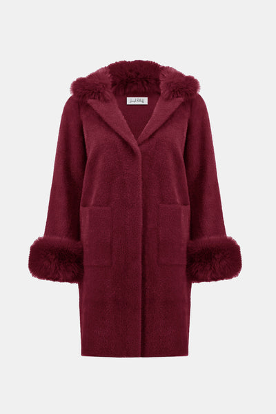 Feather Yarn and Faux Fur Sweater Coat #243923F25
