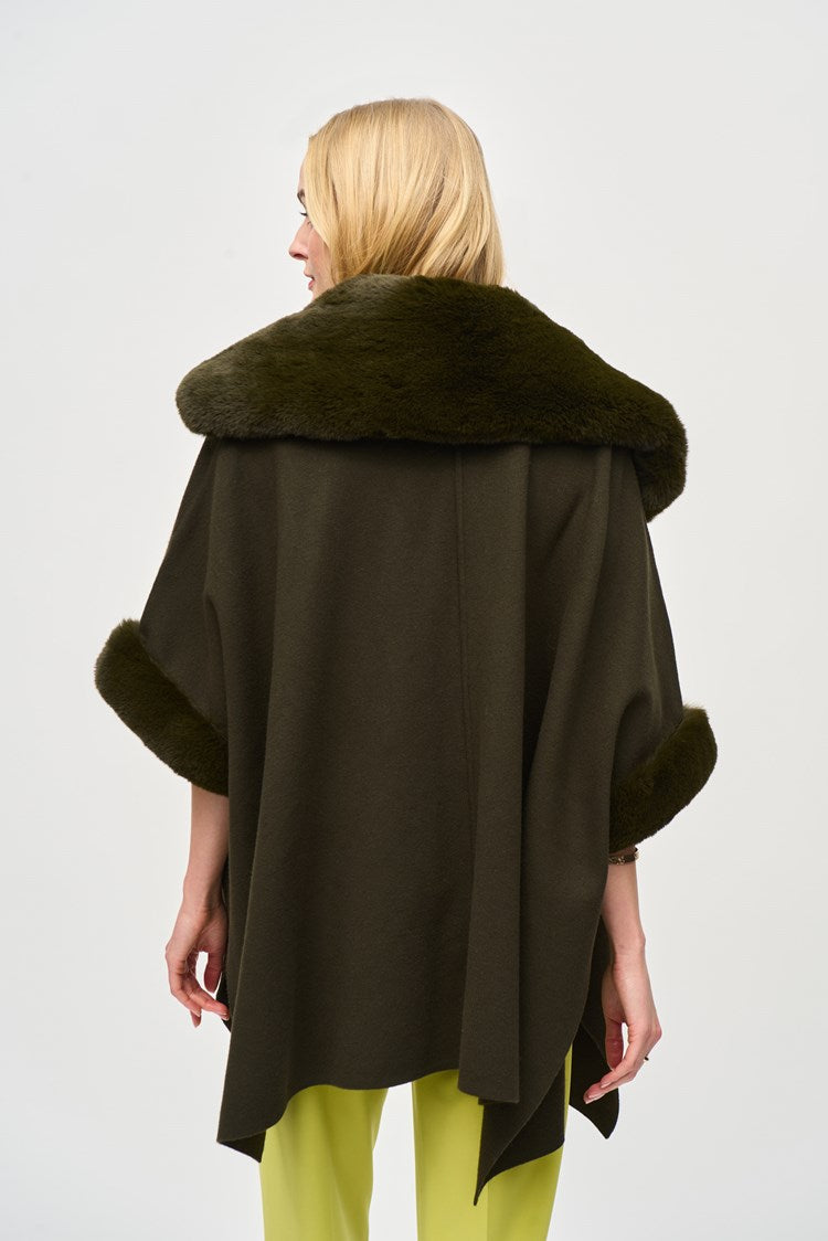 Joseph Ribkoff Brushed Jacquard and Faux Fur Cape #243930