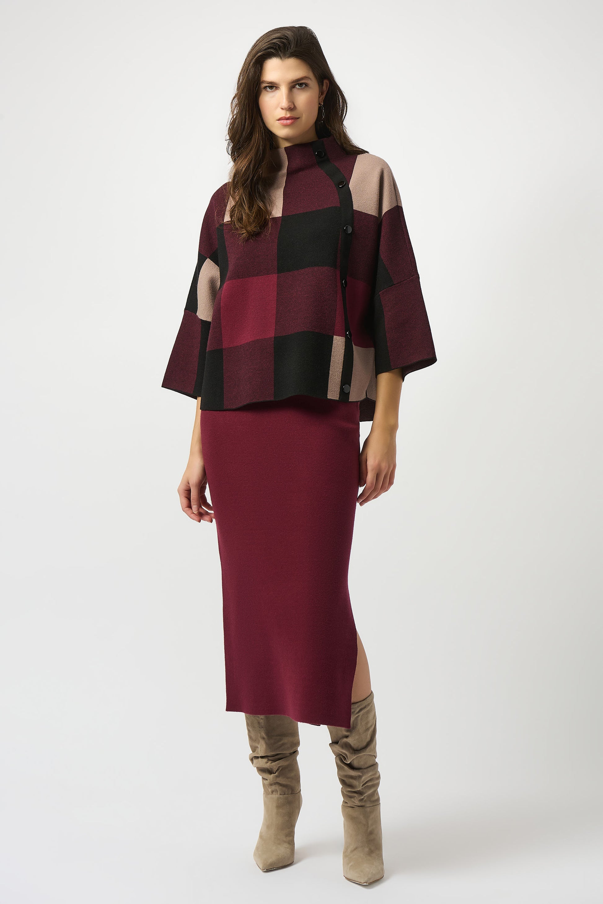 Plaid Jacquard Sweater Knit Top  #243948F25
