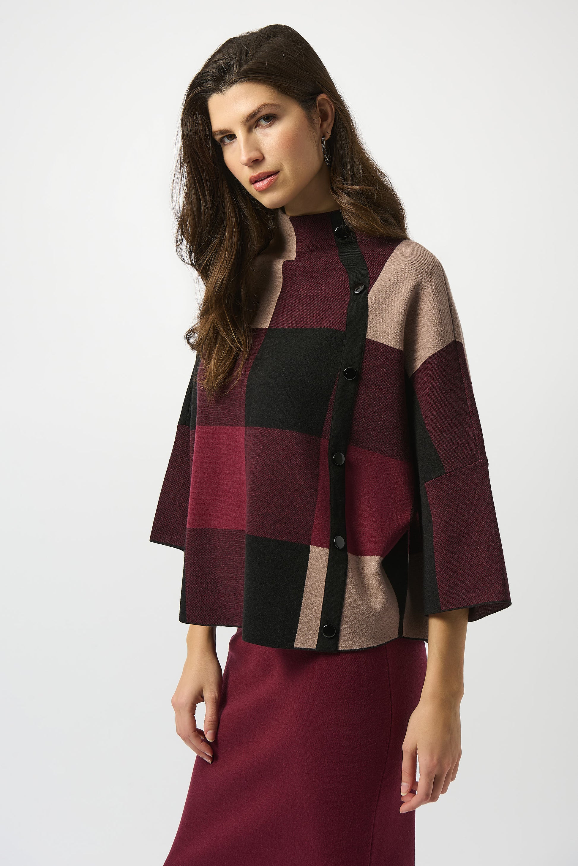 Plaid Jacquard Sweater Knit Top  #243948F25