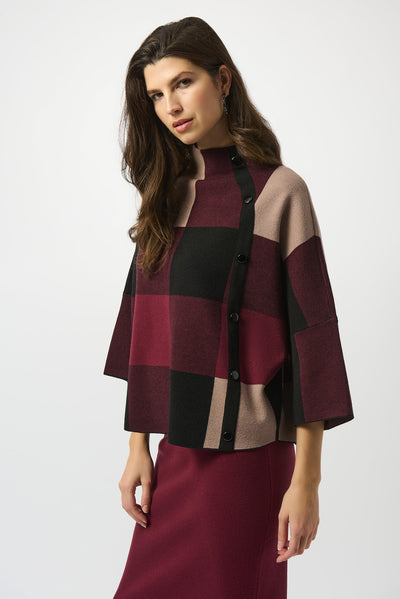 Plaid Jacquard Sweater Knit Top  #243948F25