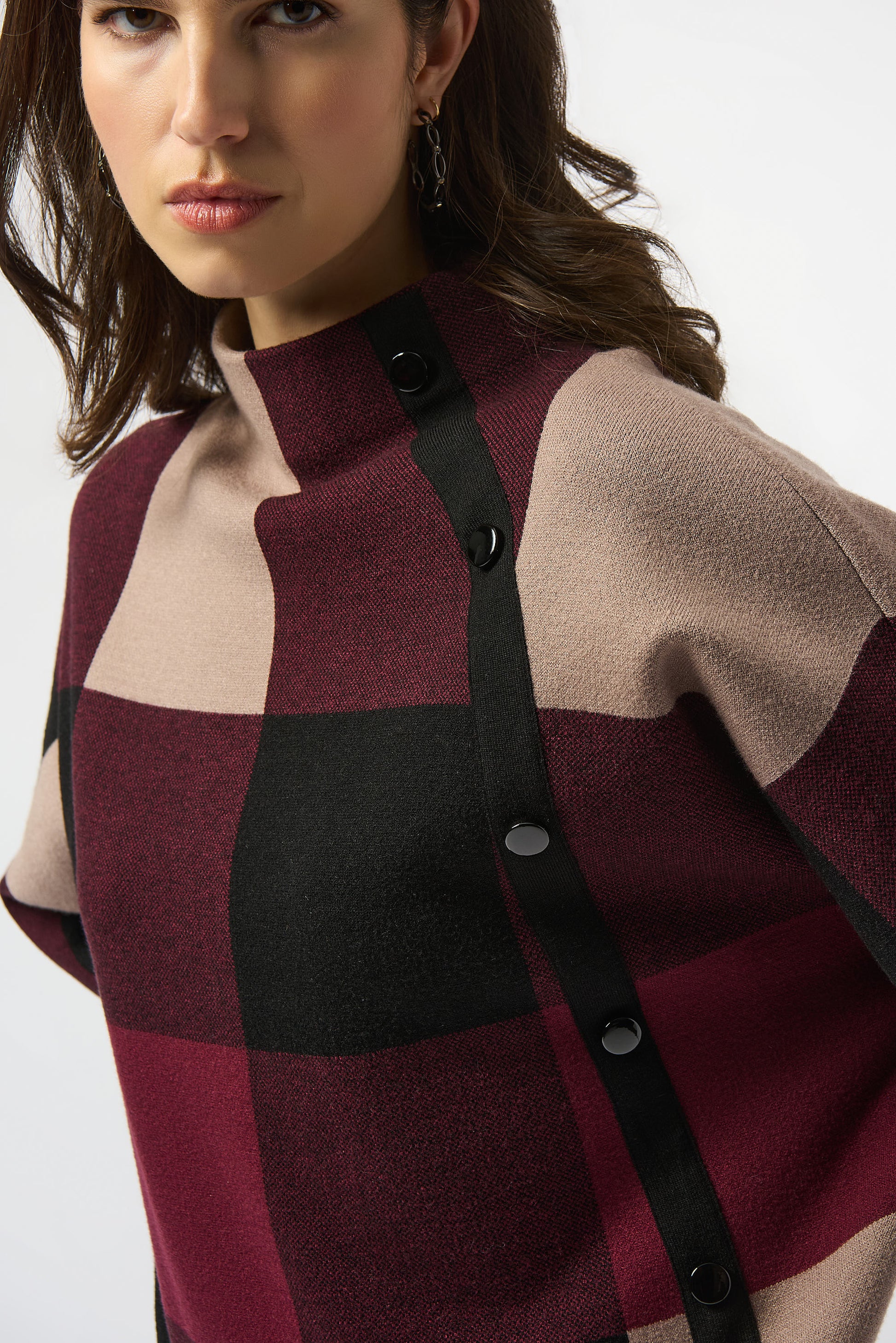 Plaid Jacquard Sweater Knit Top  #243948F25