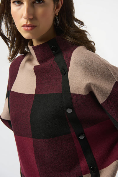 Plaid Jacquard Sweater Knit Top  #243948F25