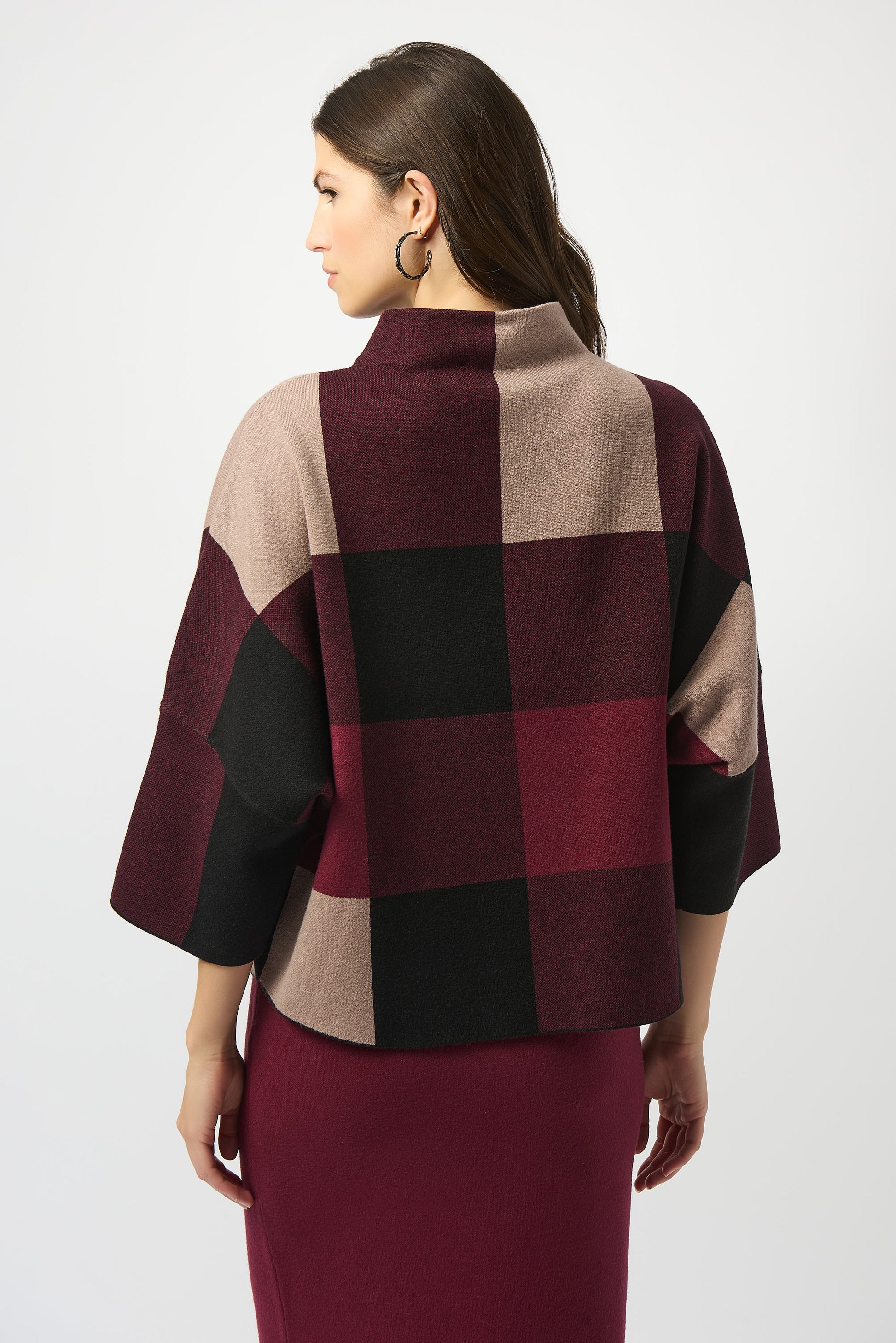 Plaid Jacquard Sweater Knit Top  #243948F25