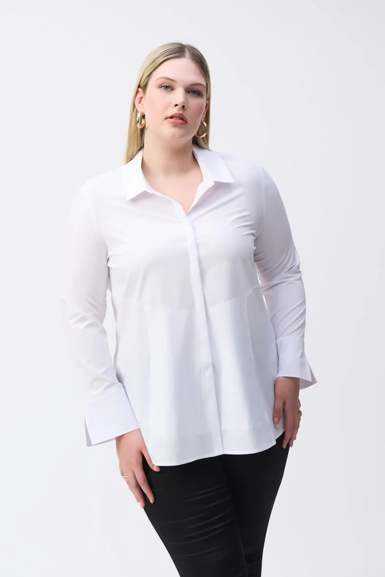 Joseph Ribkoff Woven Button-Down Blouse With Pockets #243958