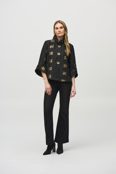 Geometric Lurex Jacquard Trapeze Jacket