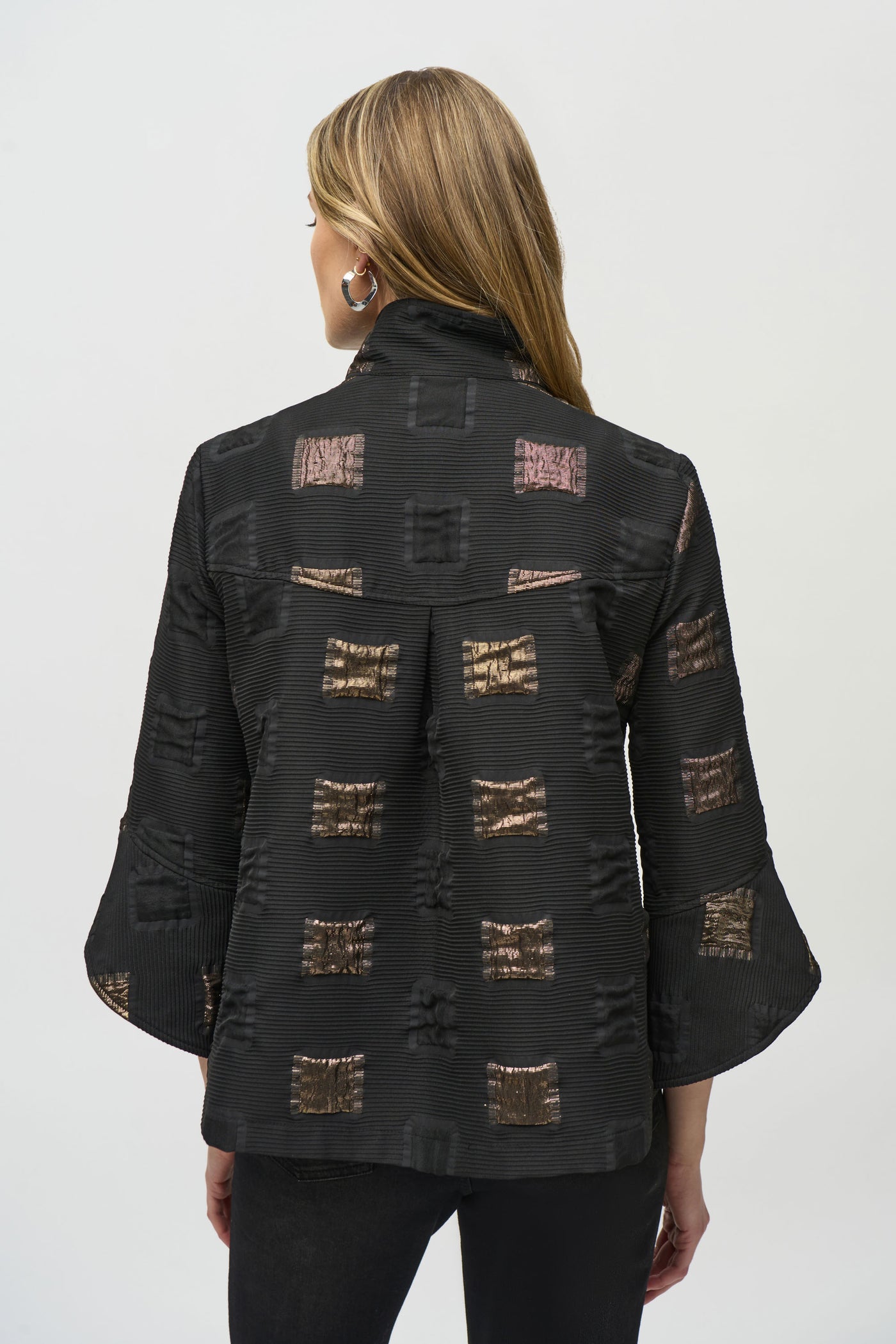 Geometric Lurex Jacquard Trapeze Jacket