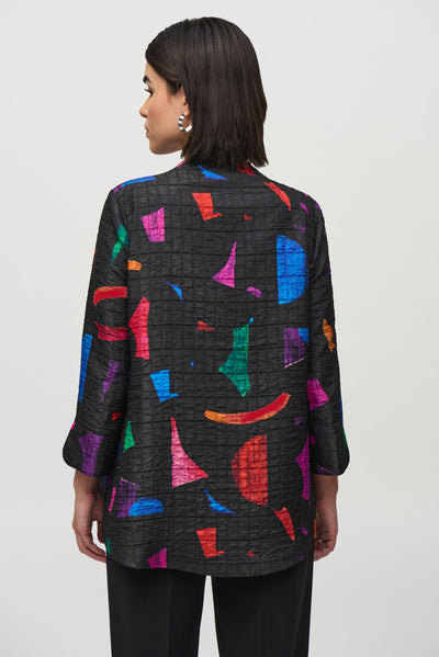 Abstract Print Jacquard Trapeze Jacket