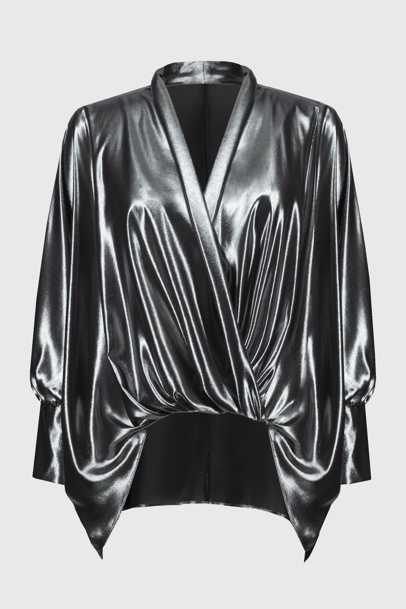 Metallic Foiled Chiffon Wrap Top