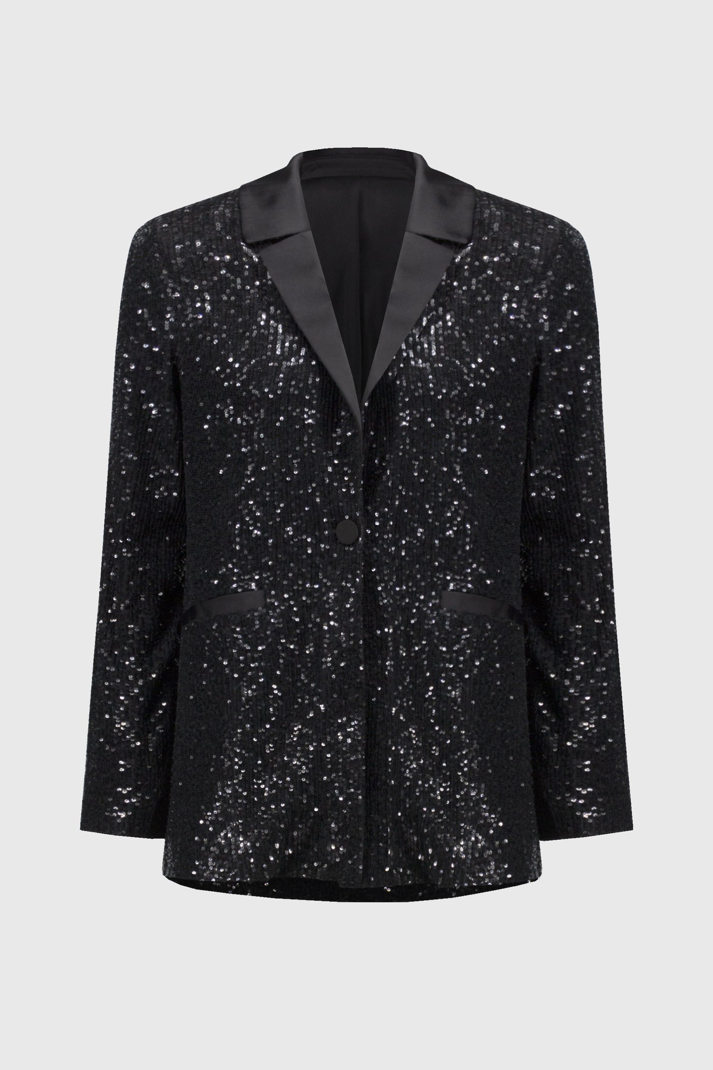 Sequined Blazer With Satin Lapel