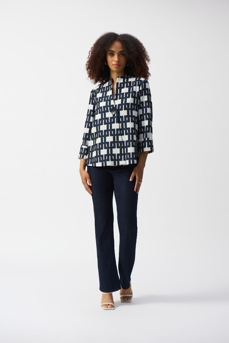 Joseph Ribkoff Geometric Jacquard Trapeze Jacket #251000