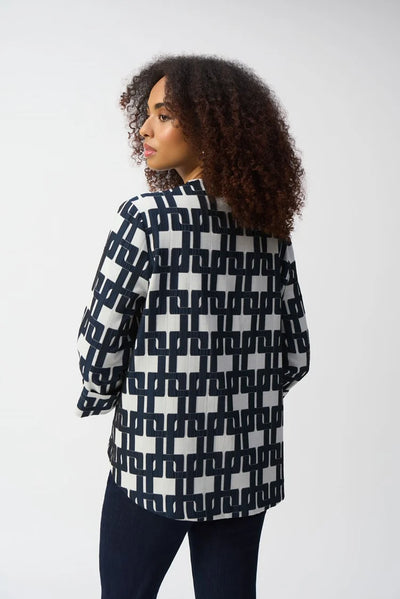 Joseph Ribkoff Geometric Jacquard Trapeze Jacket #251000