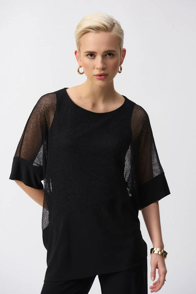 Joseph Ribkoff Mesh And Silky Knit Cocoon Top #251092