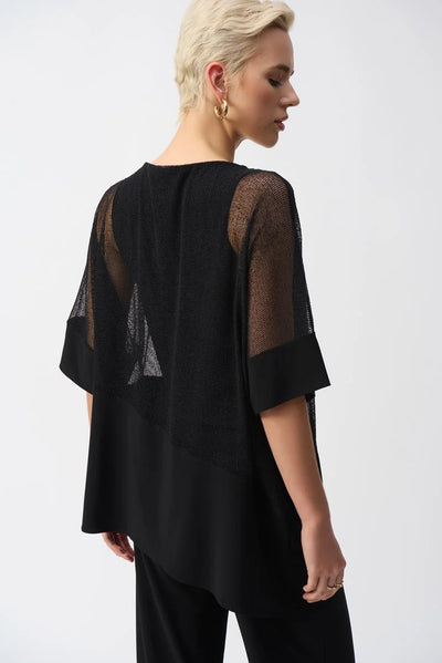 Joseph Ribkoff Mesh And Silky Knit Cocoon Top #251092