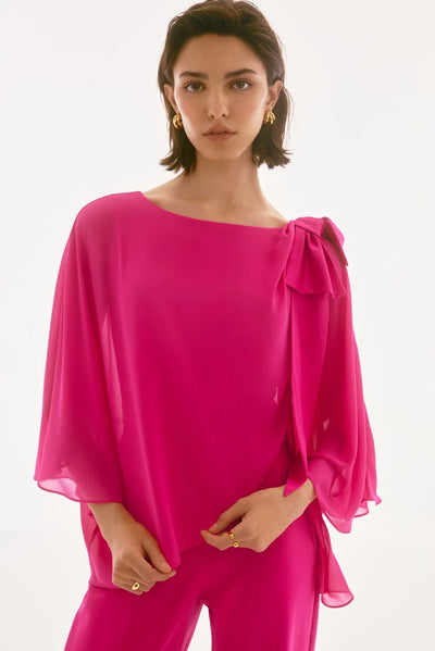 Joseph Ribkoff Signature | Chiffon and Silky Knit Poncho Top #251739