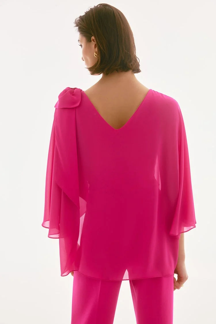 Joseph Ribkoff Signature | Chiffon and Silky Knit Poncho Top #251739