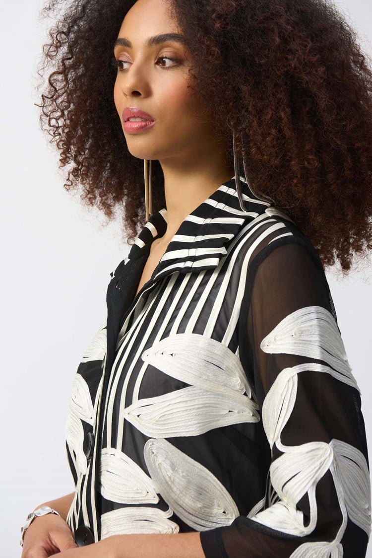 Joseph Ribkoff Mesh and Satin Soutache Jacket #251963 – Ziba