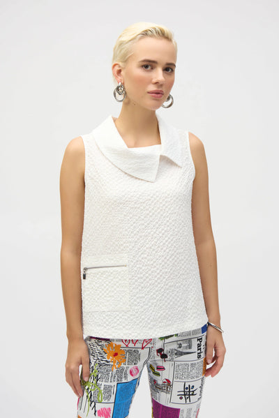 Joseph Ribkoff Seersucker Sleeveless Straight Top #252211