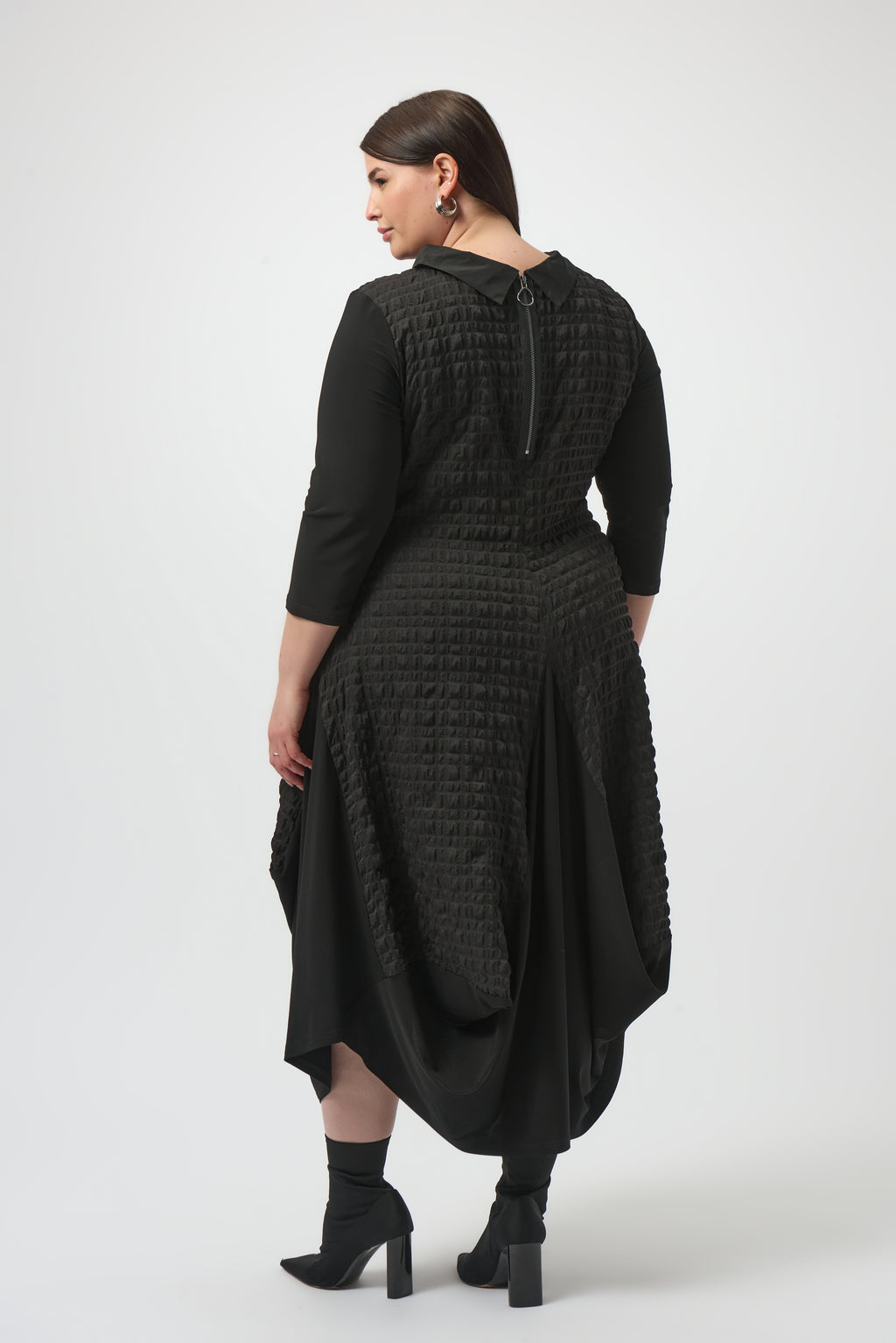 Bubble Jacquard & Silky Knit Cocoon Dress #253085