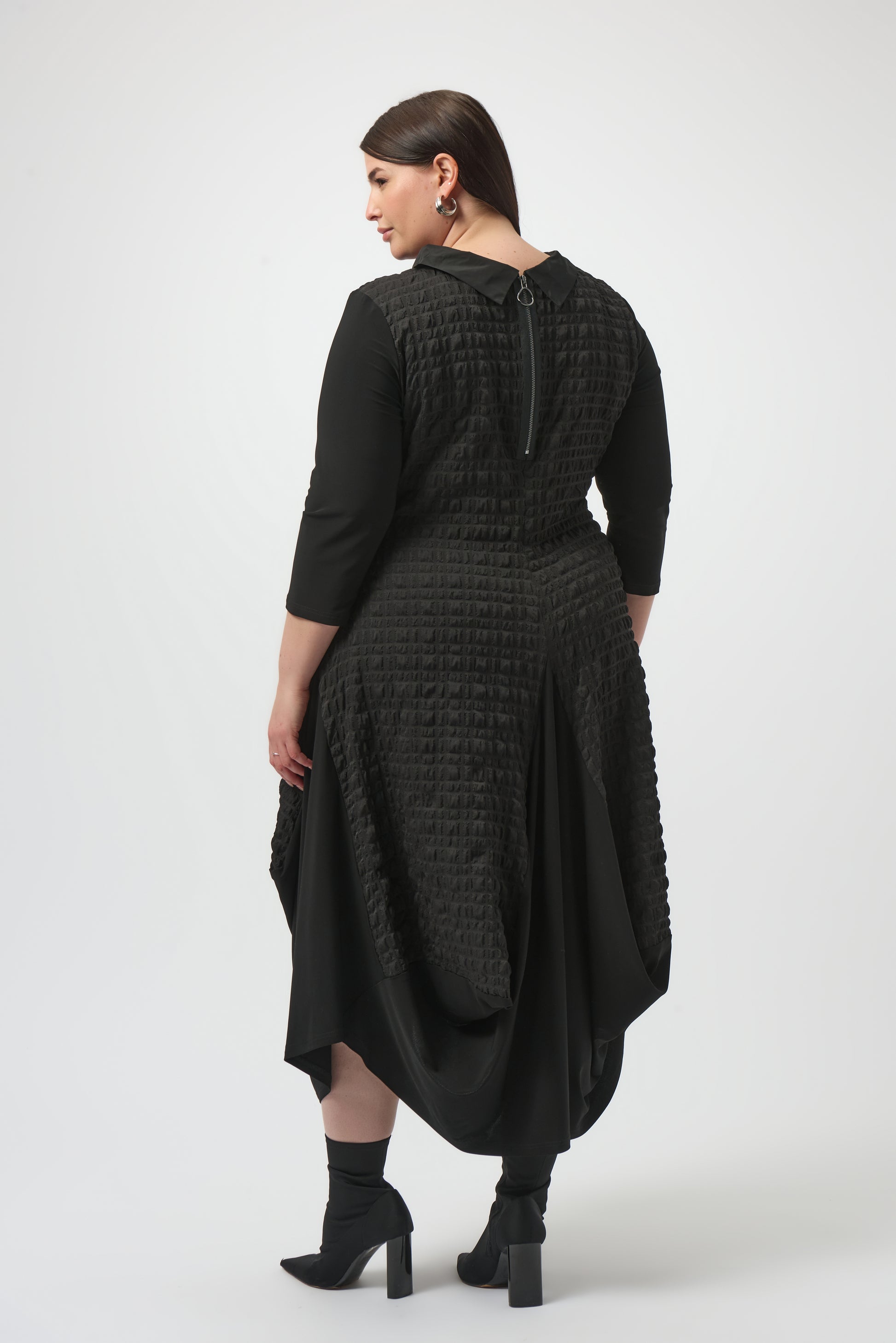 Bubble Jacquard & Silky Knit Cocoon Dress #253085