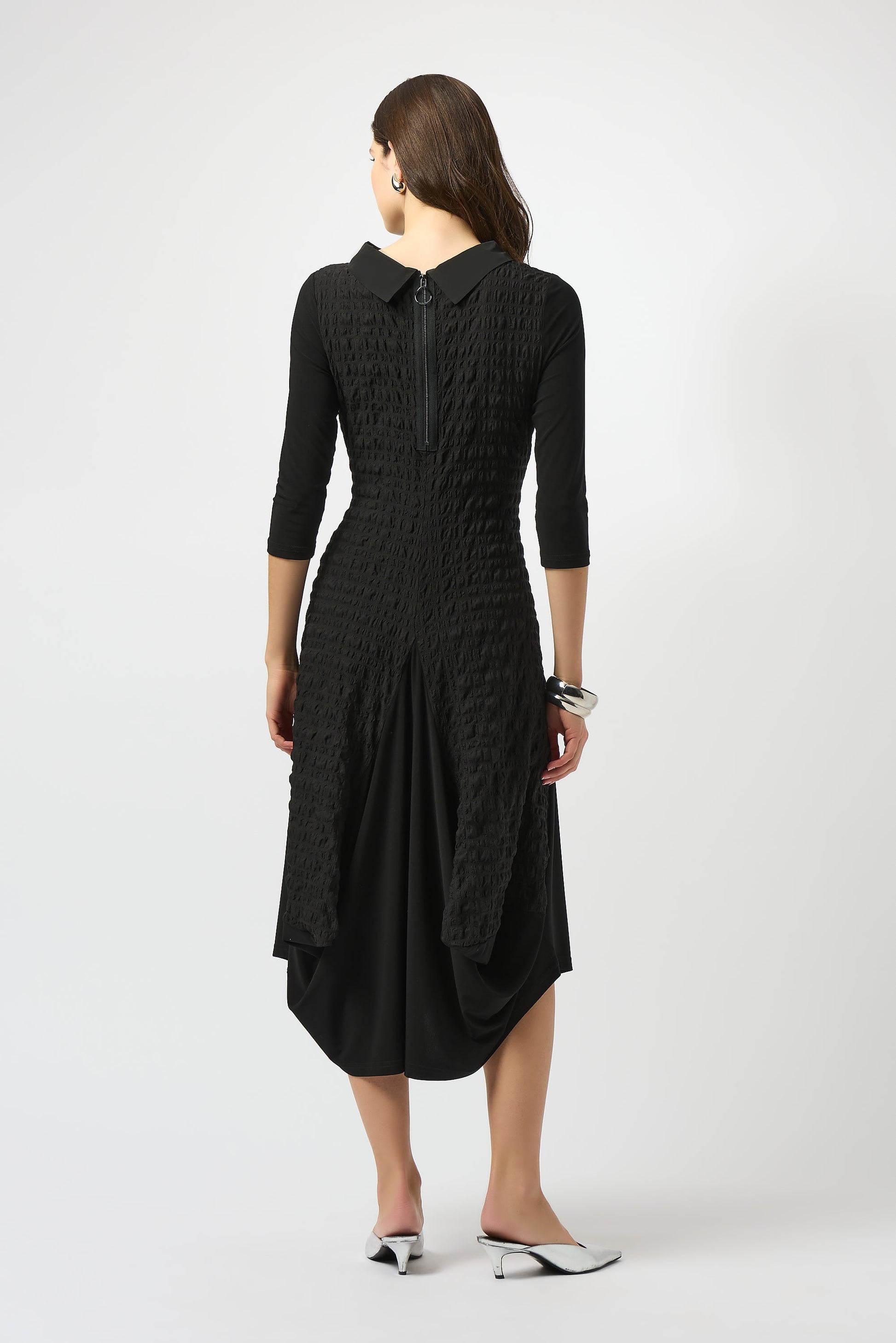 Bubble Jacquard & Silky Knit Cocoon Dress #253085