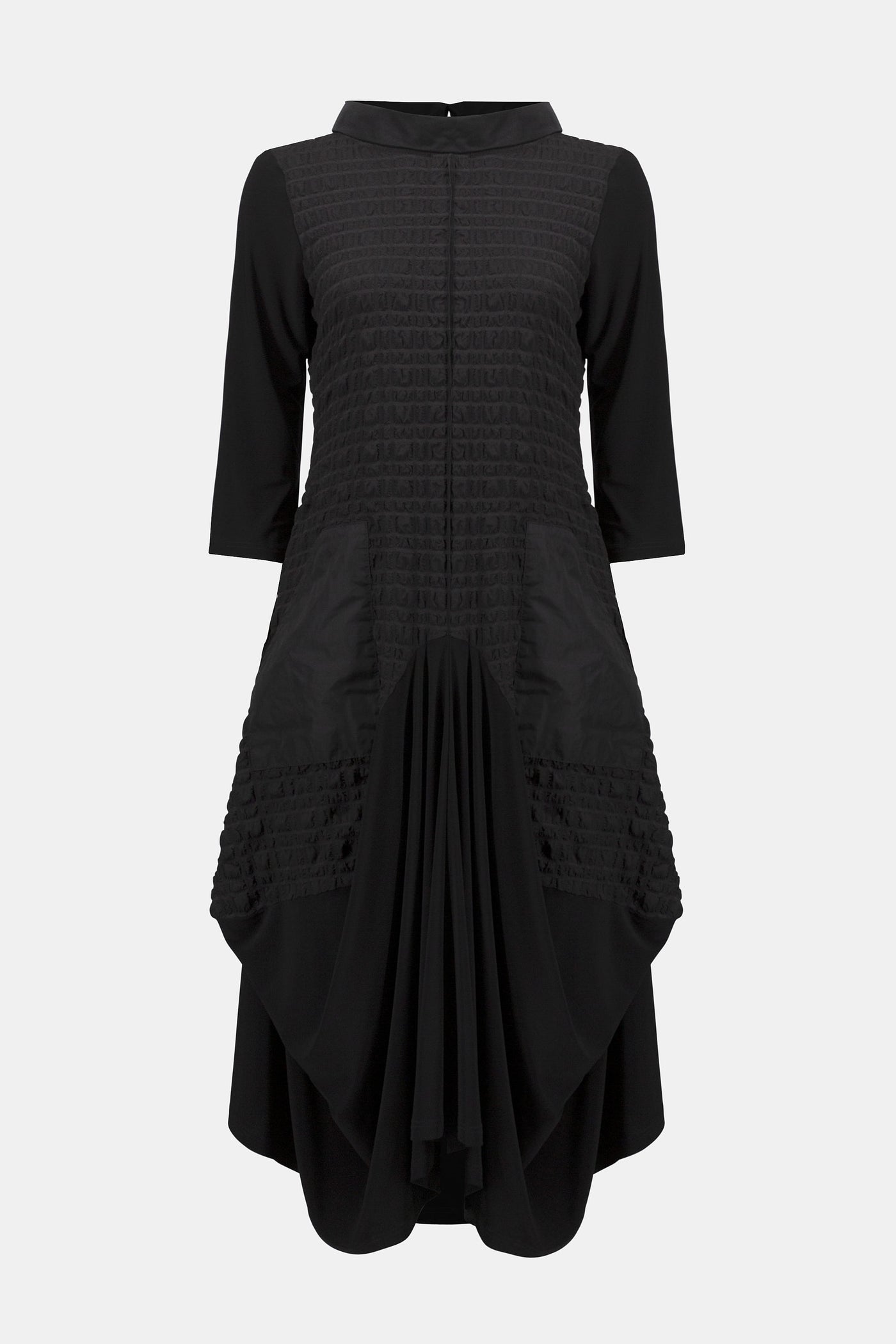 Bubble Jacquard & Silky Knit Cocoon Dress #253085