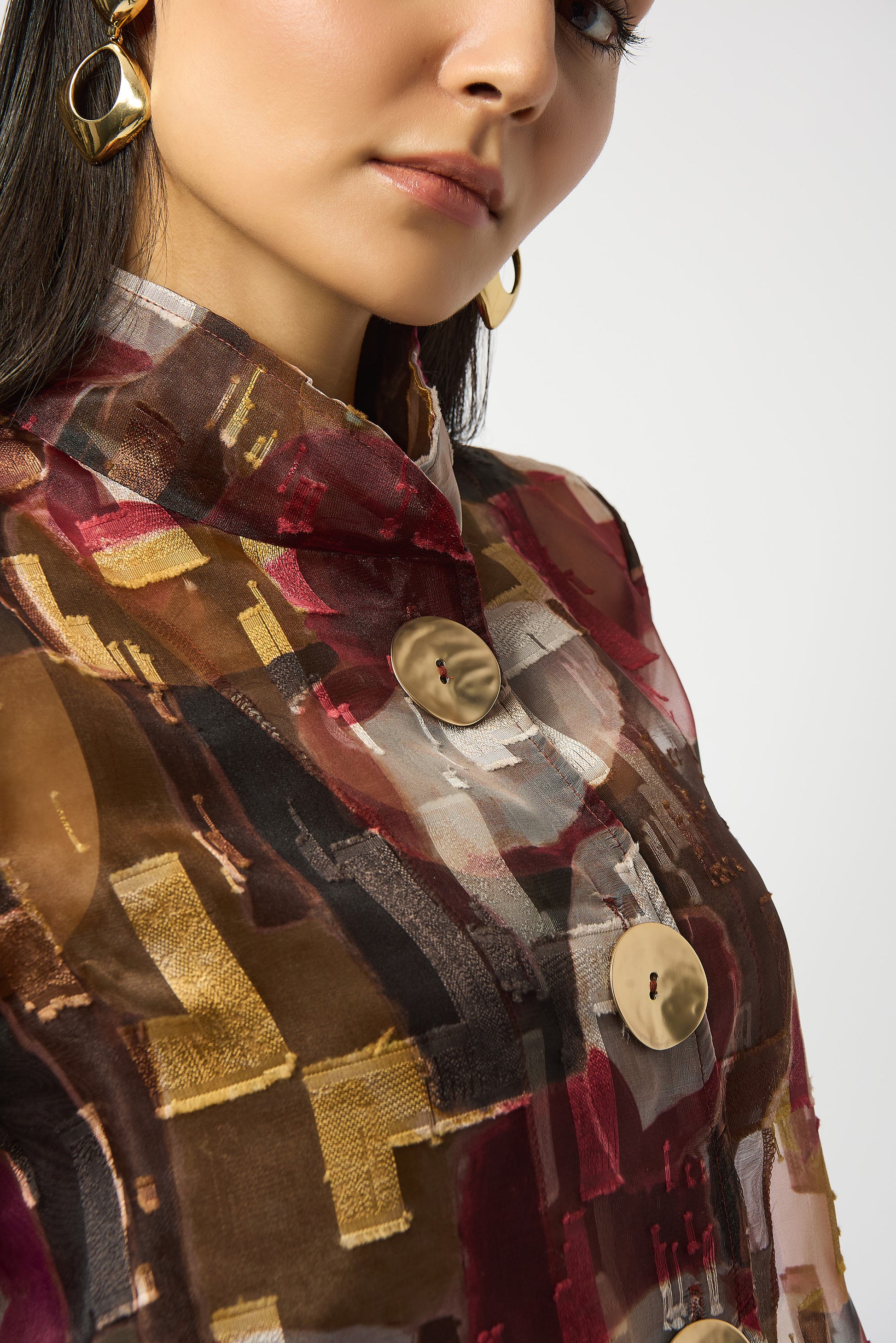 Organza Abstract Print Two-Piece Trapeze Jacket