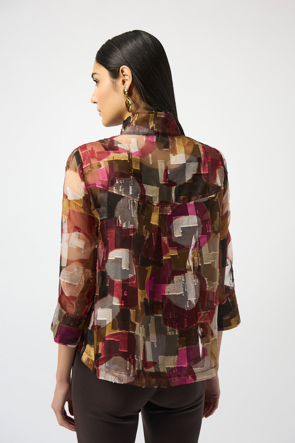 Organza Abstract Print Two-Piece Trapeze Jacket