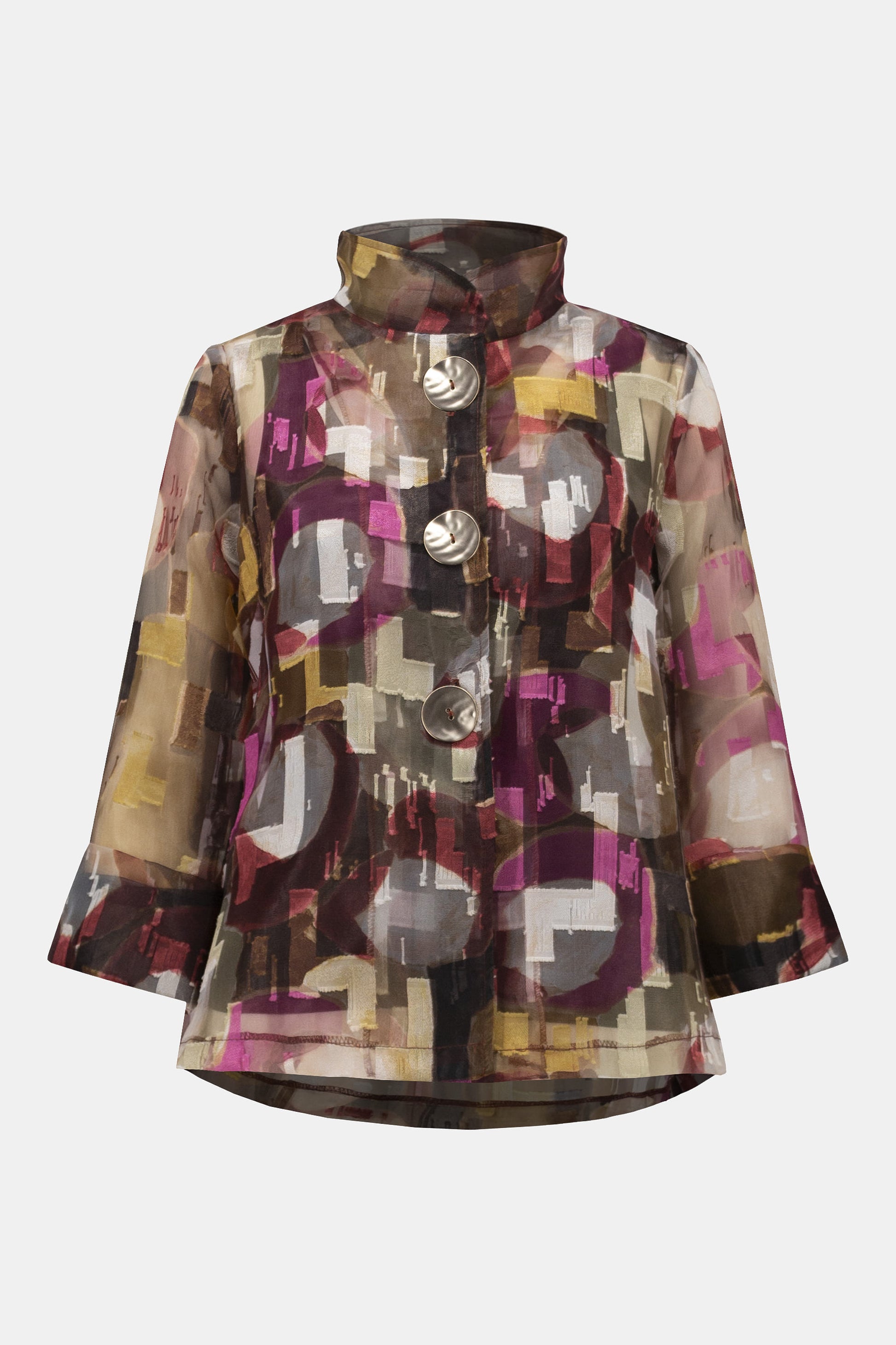 Organza Abstract Print Two-Piece Trapeze Jacket