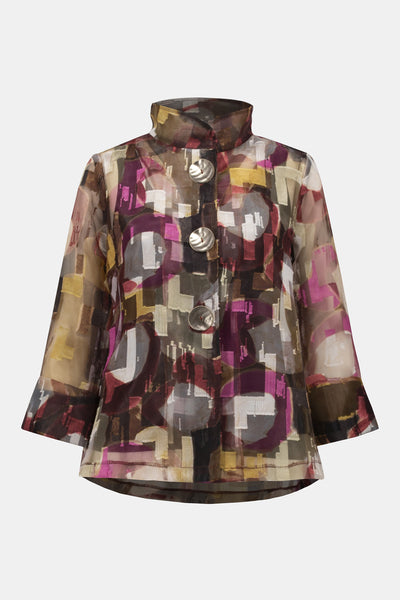 Organza Abstract Print Two-Piece Trapeze Jacket