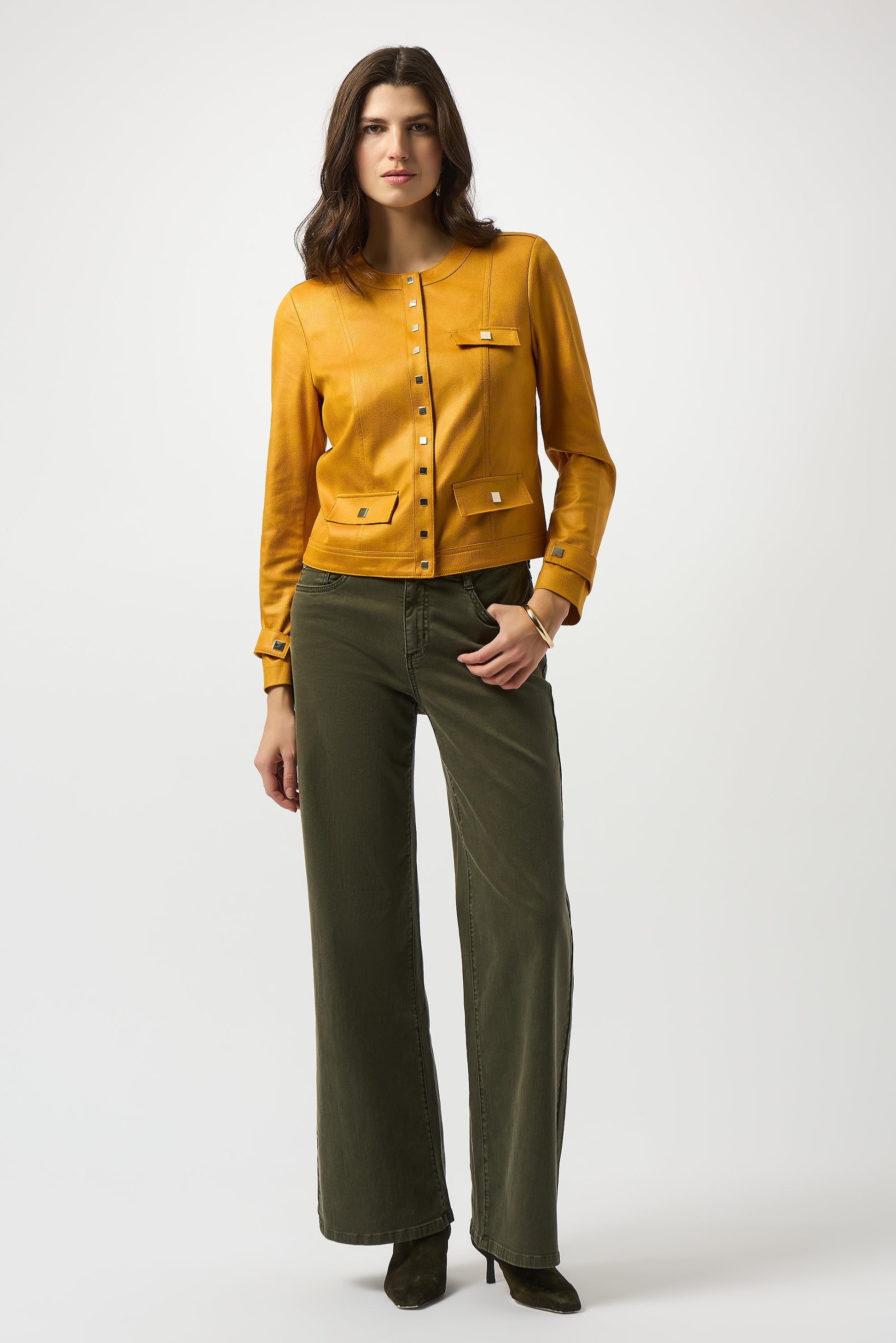 Foiled Faux Suede Fitted Jacket 253935