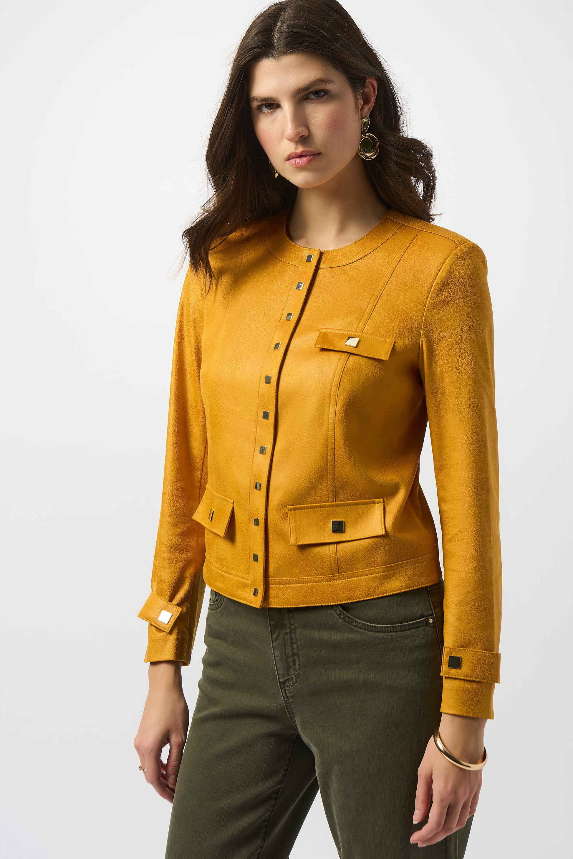 Foiled Faux Suede Fitted Jacket 253935