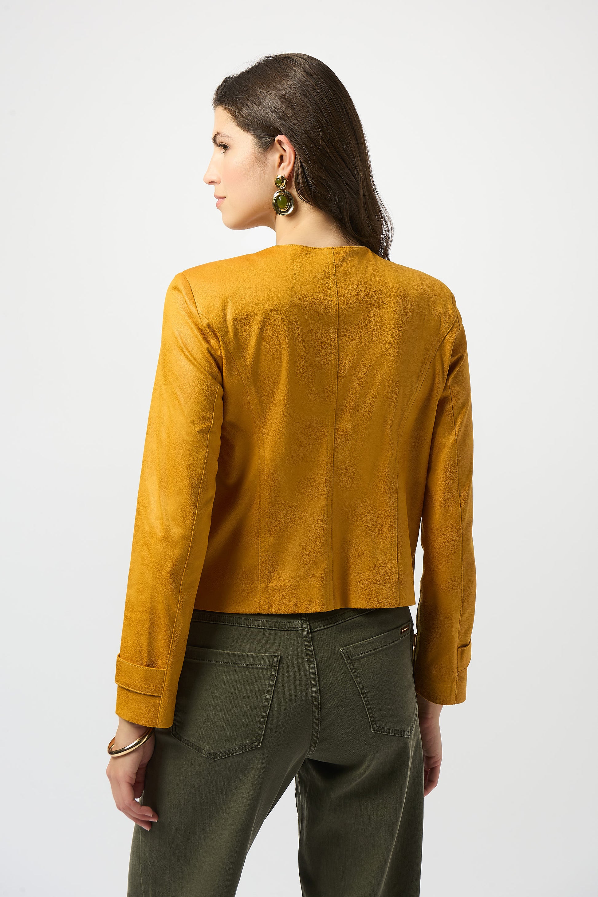 Foiled Faux Suede Fitted Jacket 253935