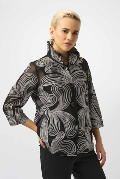 Embroidered Mesh Straight Jacket 253949