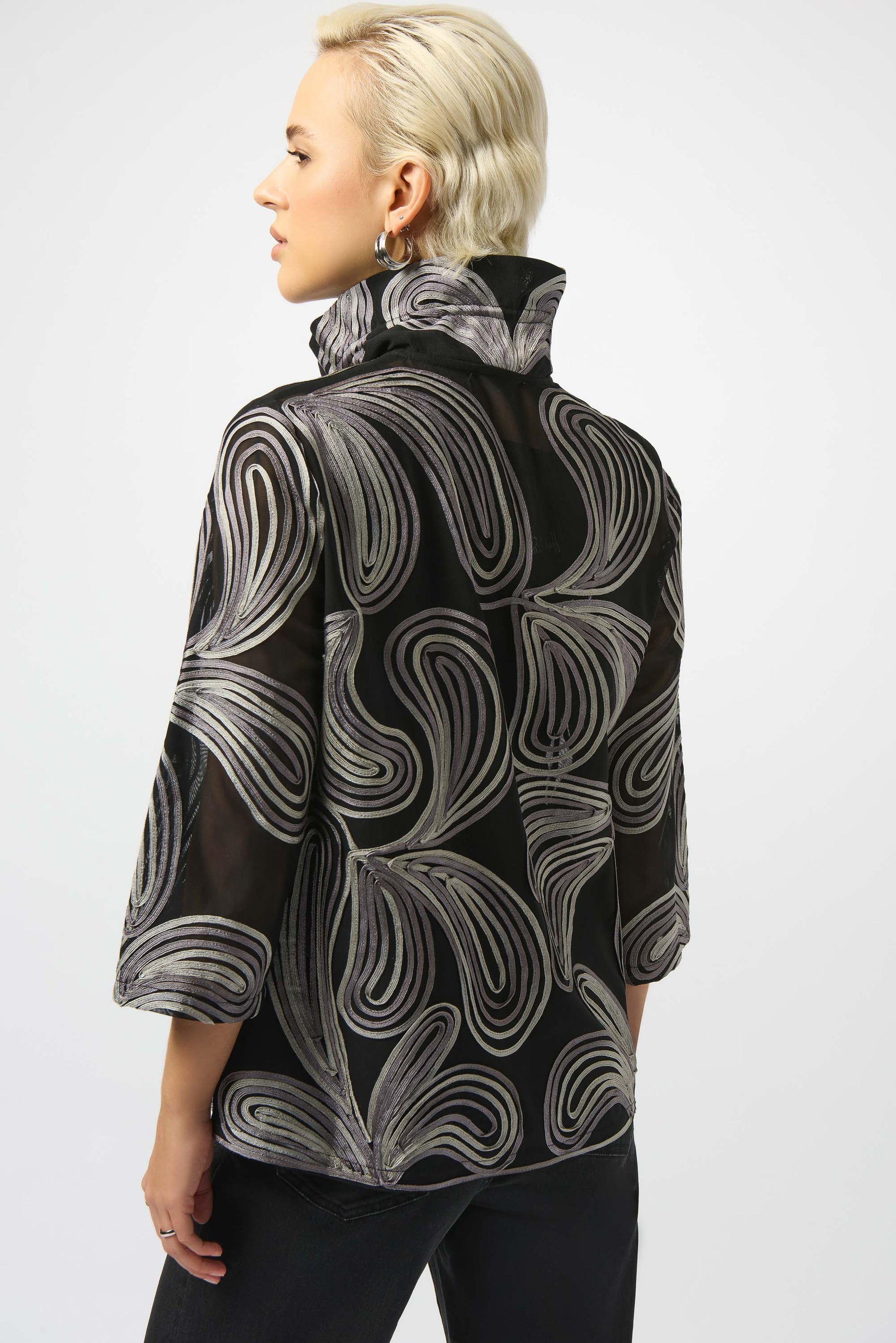 Embroidered Mesh Straight Jacket 253949