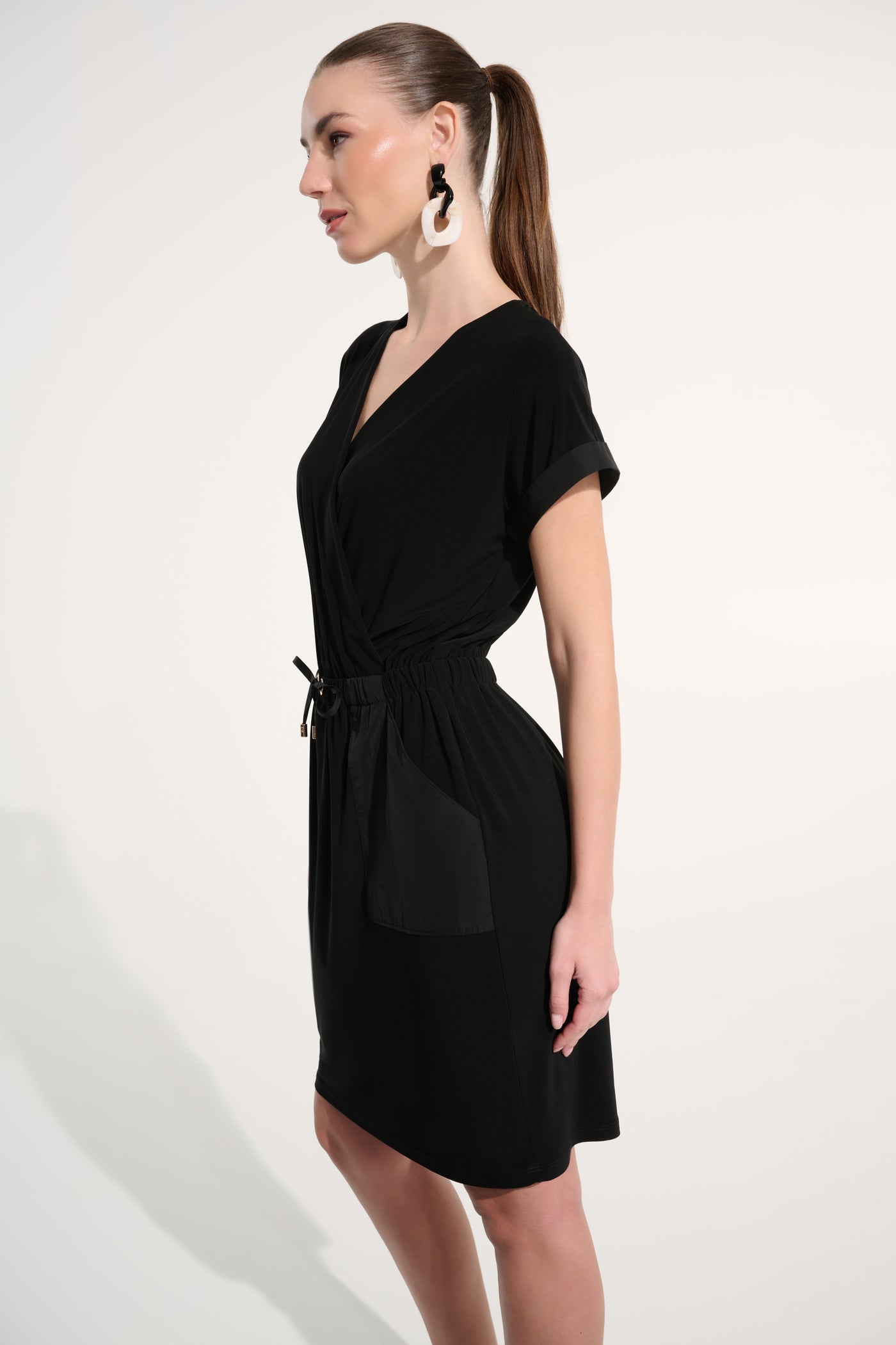 Joseph Ribkoff Black Knee-length Wrap Dress Style #262630 – Ziba Couture