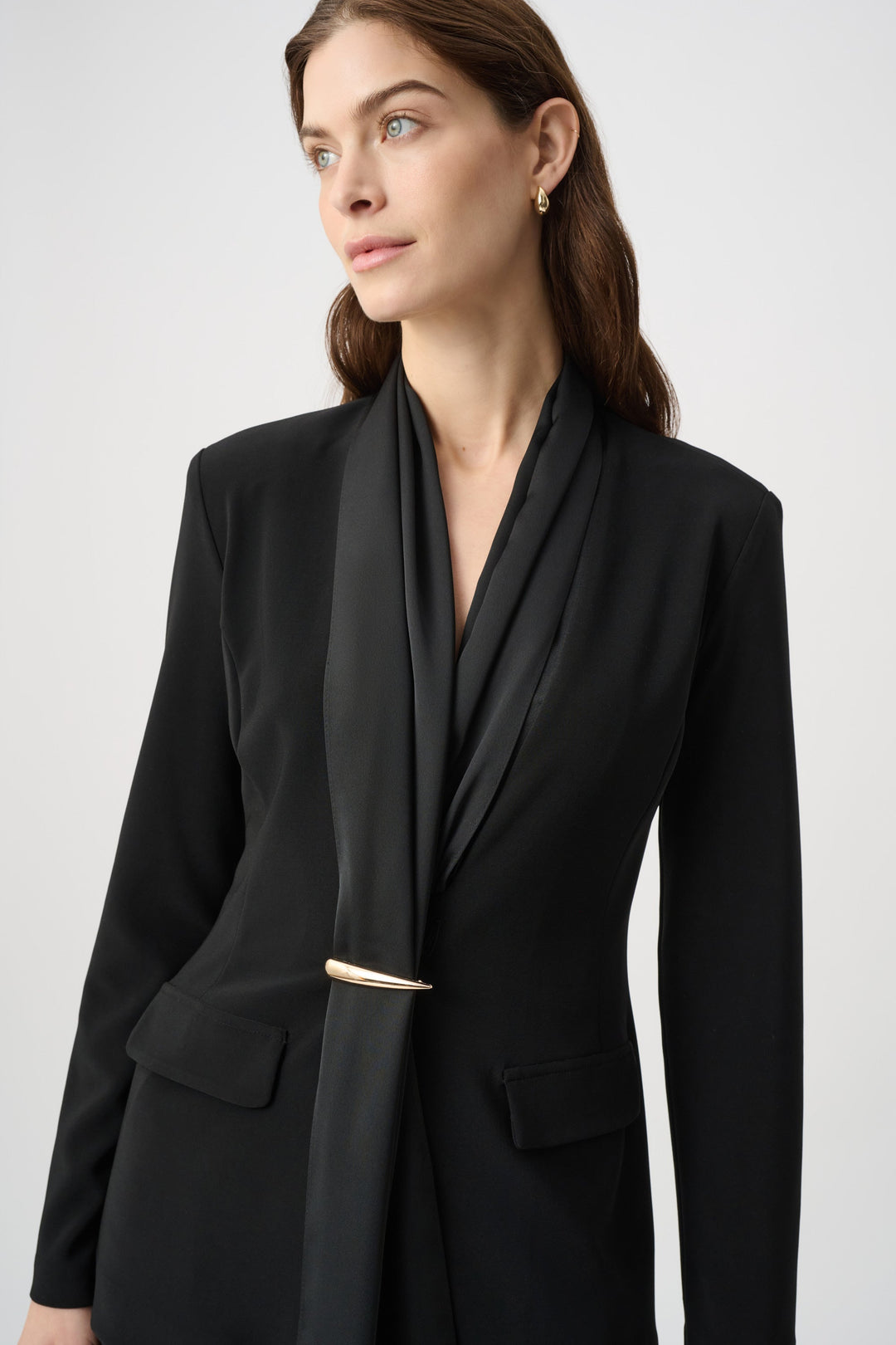 Joseph Ribkoff Scarf Collar Satin-Trim Blazer Style 264092 – Ziba