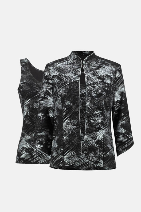 Joseph Ribkoff Black/Silver Abstract Foiled Two Piece Set #233793