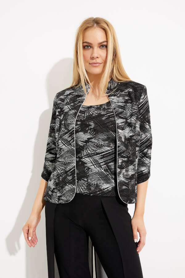 Joseph Ribkoff Black/Silver Abstract Foiled Two Piece Set #233793