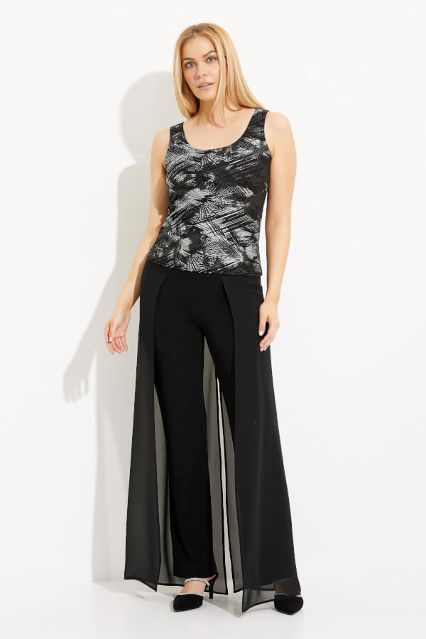 Joseph Ribkoff Black/Silver Abstract Foiled Two Piece Set #233793