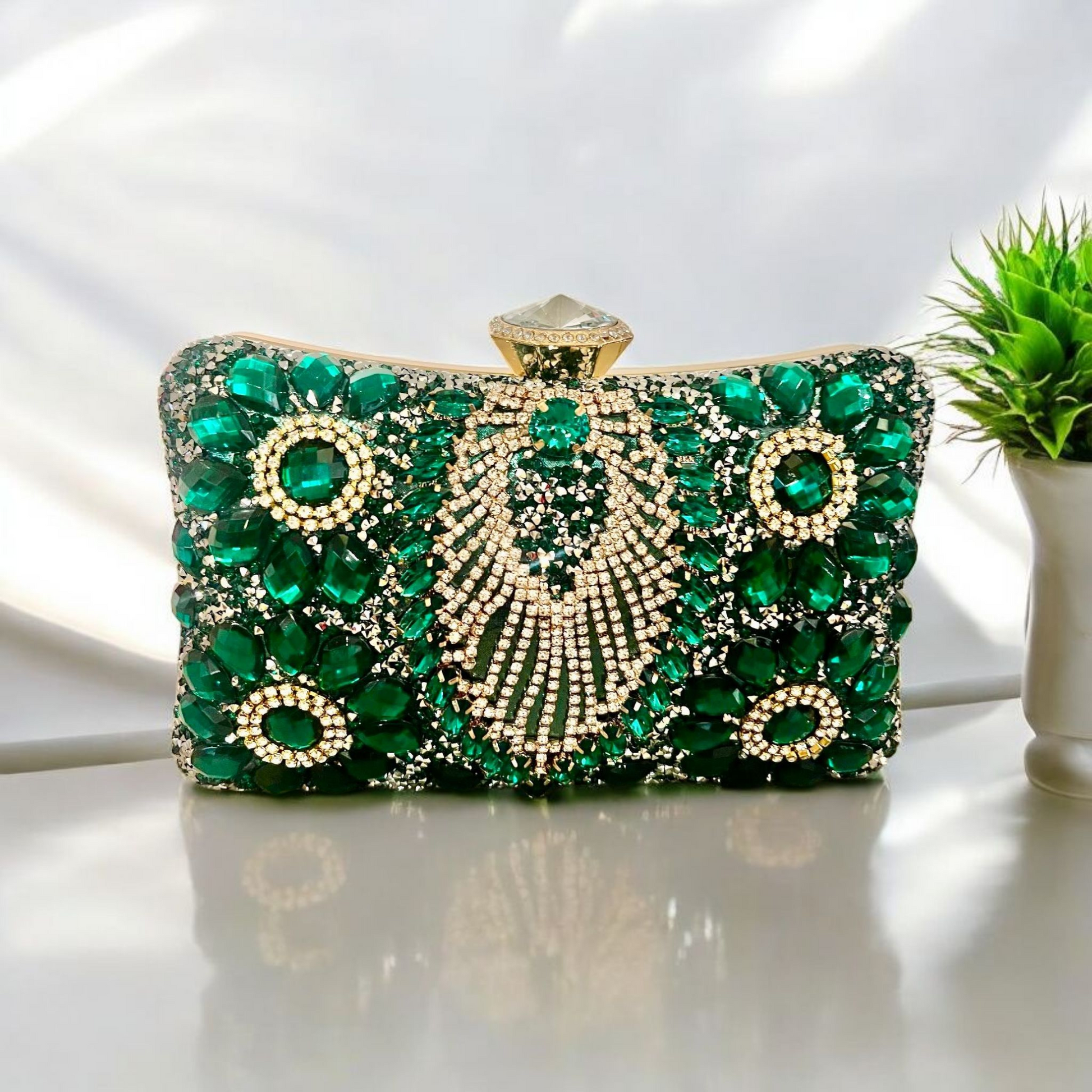 Emerald Stone Clutch For Ladies