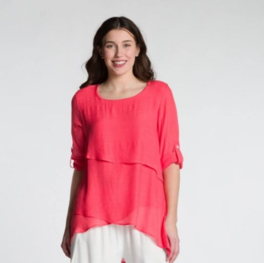 #CR-700 -  Roll SLV , Layered Blouse