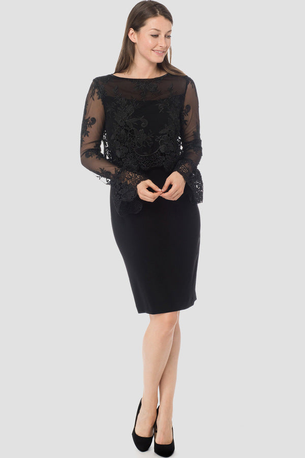 Joseph Ribkoff Lace Long Sleeve Topper Dress # 183513