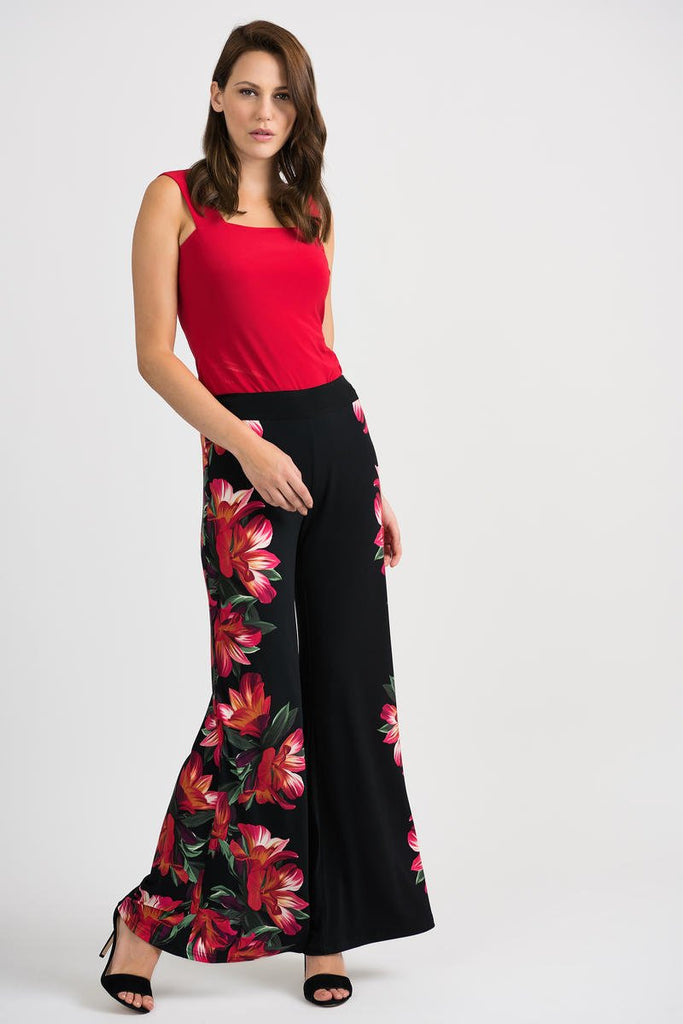 J51388 Red and Black Mix Color Dress Pants Mens Floral Dre