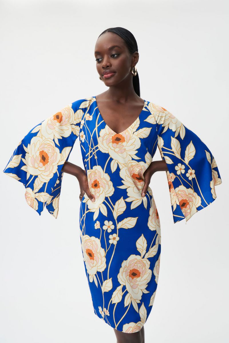 Joseph Ribkoff Royal Sapphire/Multi Bell Sleeve #232109