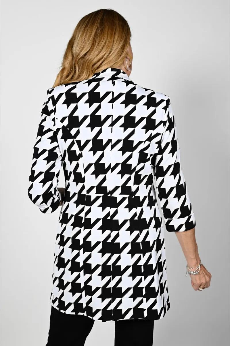 Frank Lyman Houndstooth Long Blazer with Pockets #236397